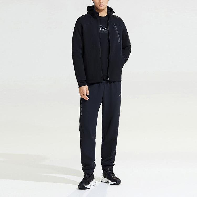 Anta Спортивная повседневная трикотажная куртка с капюшоном Мужские куртки Черный 152317733-5