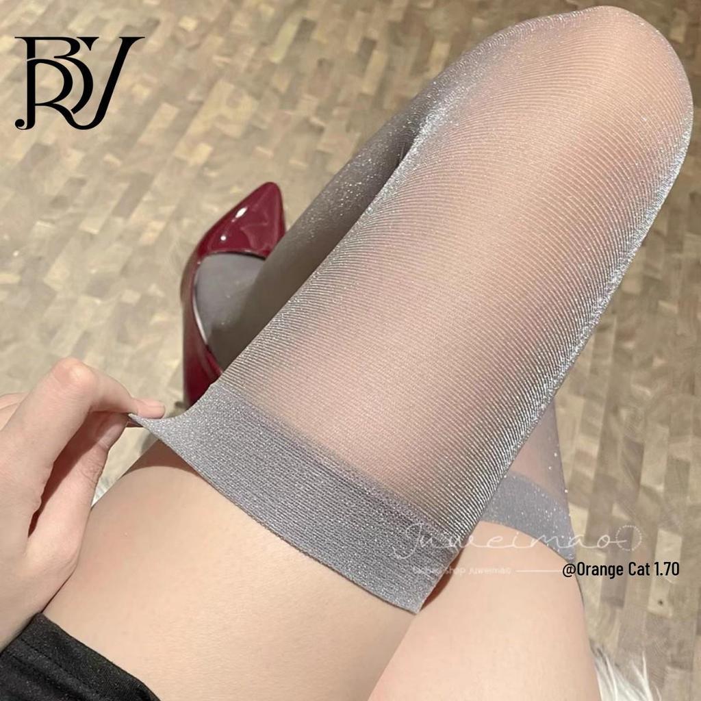 Pearlescent Shiny Black Knee-High Stockings
