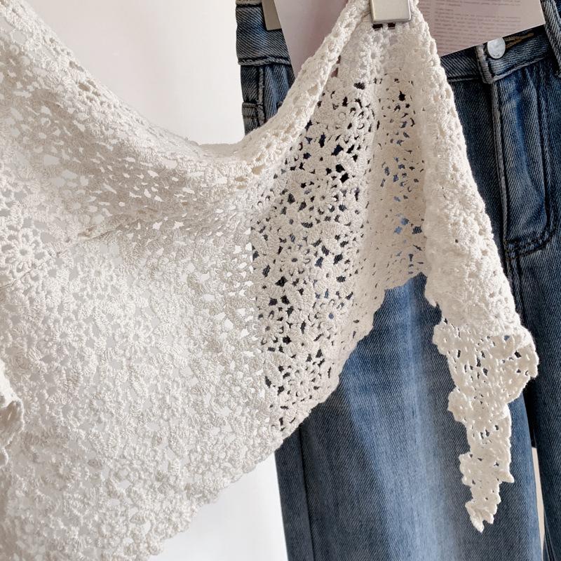 Summer Lace Bandana Scarf Korean Style Triangle Neckerchief, Boho Waist Belt For Girls, Countryside Photo Shoot Accessories