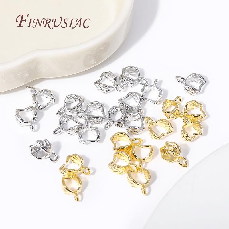 Позолоченная 18K застежка-петля для кулона, модная форма листа, заготовки для изготовления ювелирных изделий, аксессуары