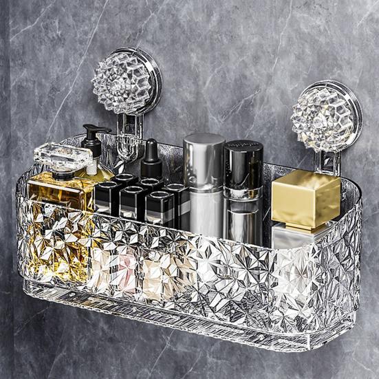 Душевая кабина, корзина для хранения в ванной комнате с присоской, большая вместимость, прочная несущая способность, сильная всасывающая полка для душа, органайзер