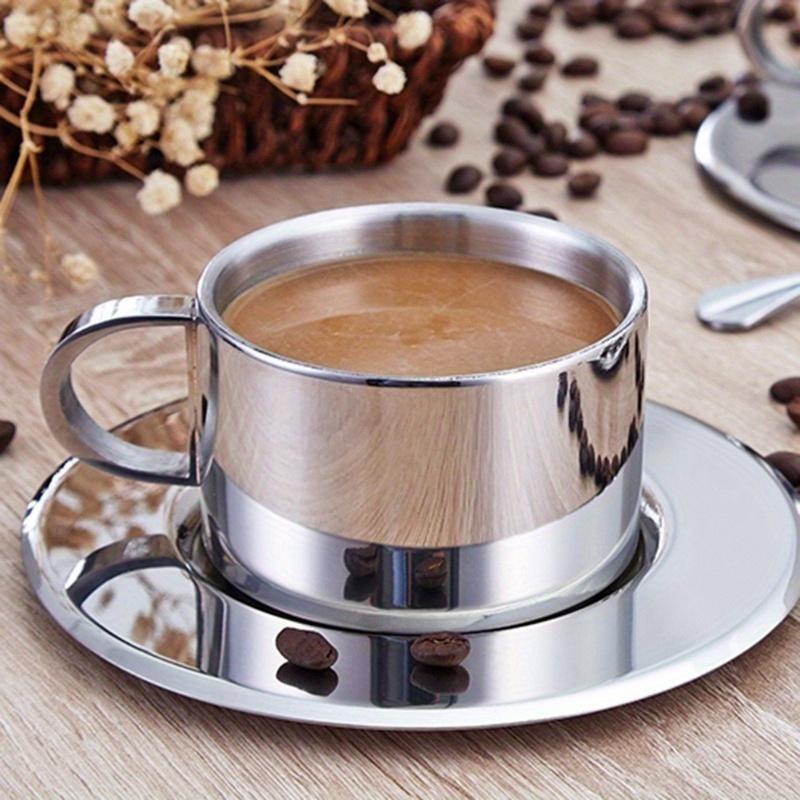 Высококачественная кофейная чашка из нержавеющей стали, чашка для воды, чашка для перемешивания, кружка/чашка для молока с тарелкой и ложкой