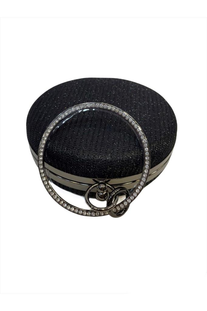 Women's Stylish and Useful Evening Dress Bag Black Armor Silvery Round Women's Evening Dress Bag