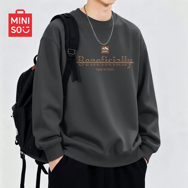 MINISO Men's American Casual Loose-Fit Crewneck Sweatshirt