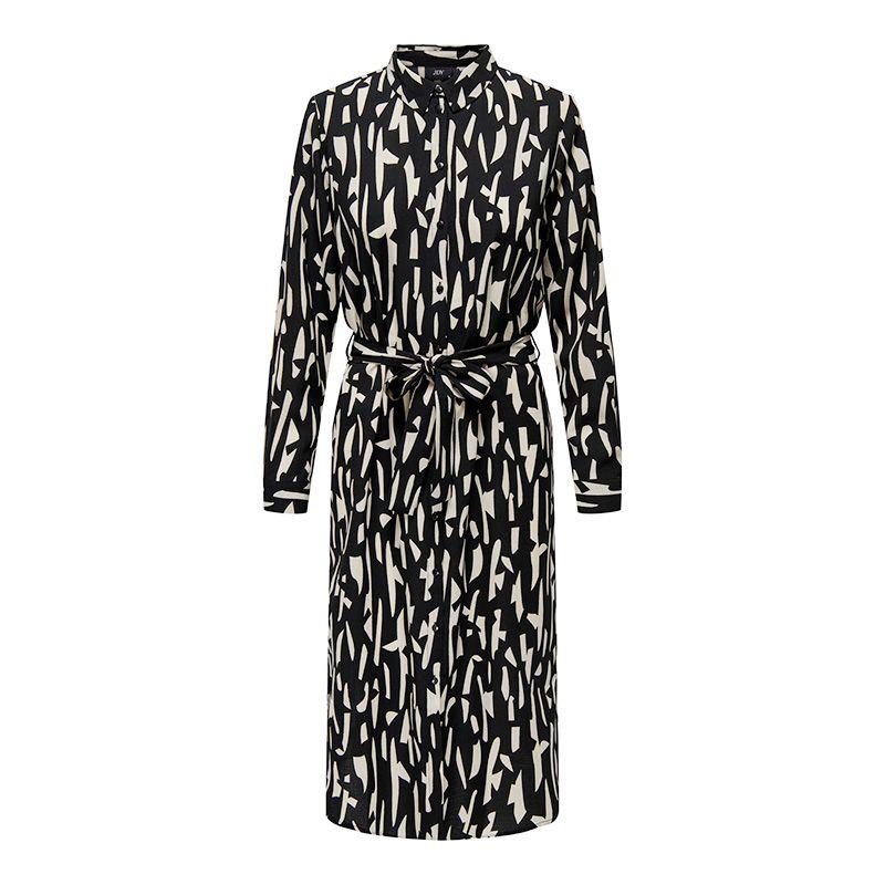 Длинное платье с длинным рукавом Divya, воротник-рубашка, стандартный крой, черное, песочная ракушка, женщина JDY