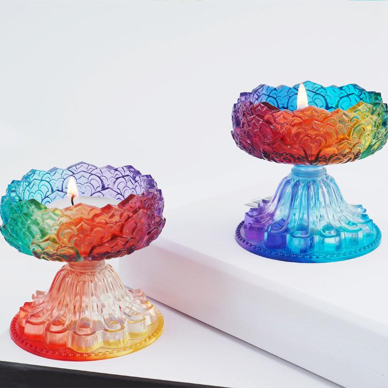 DIY кристаллическая капля эпоксидной смолы подсвечник лотоса зеркальная силиконовая форма