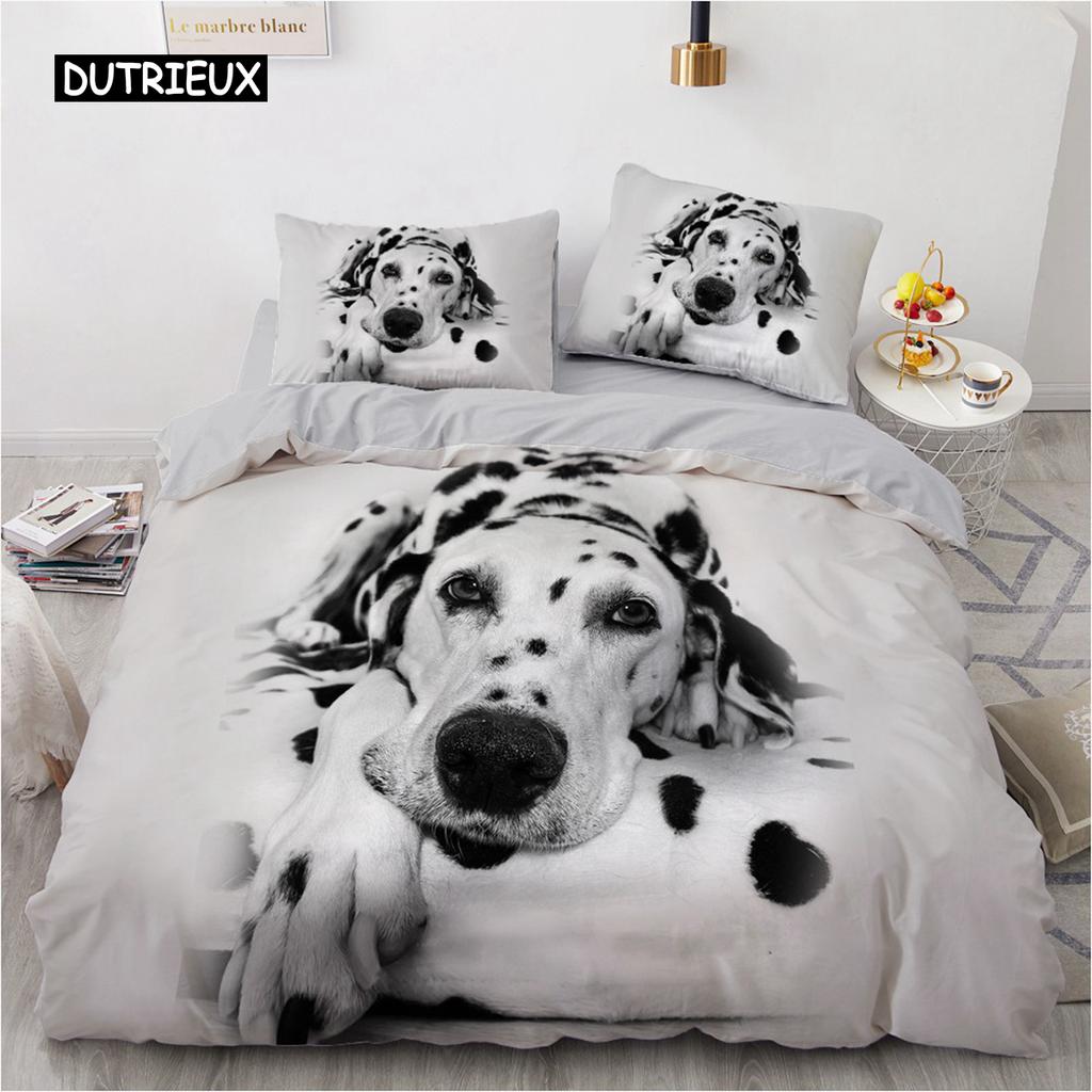 Комплекты постельного белья Lovely Animal 3D, белый пододеяльник, комплект стеганого одеяла, постельное белье, наволочка, размер King Queen 200*220 см, для собак, домашних животных, собак