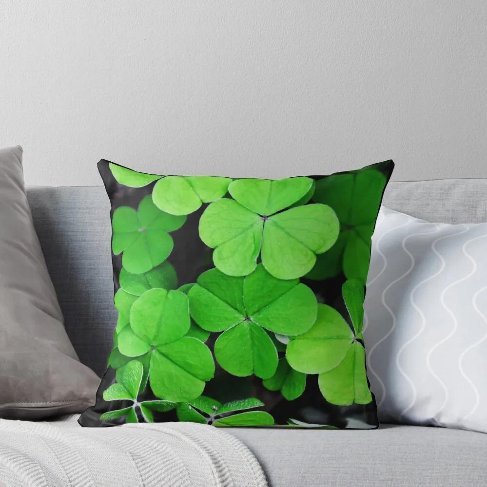 Green Dwarf Clover St. Patrick's Day Pattern Decorative Pillowcase Cushion Cover Print Decoration Living Room Office Home