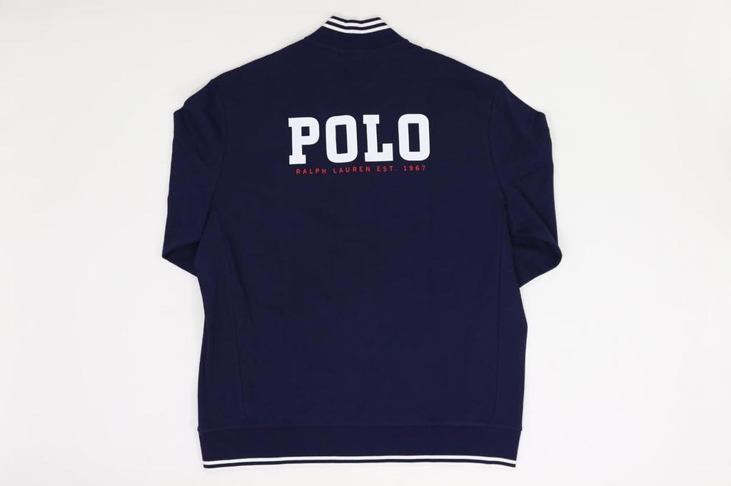 Polo Ralph Lauren Хлопковая трикотажная куртка для трека с логотипом на спине, размер XXL, мужская на молнии, темно-синяя, (Код товара 01020115)