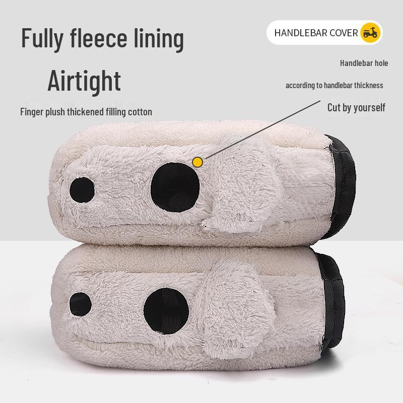 Winter Electric Vehicle Warm PU Leather Handlebar Covers - Rain & Windproof Motorcycle Handguards