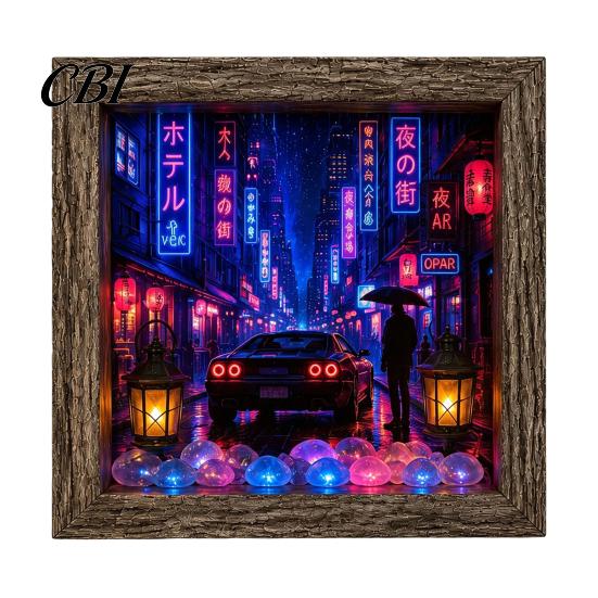 Cozy Corner Night Lamp Wooden 3D Shadow Box LED Light, Retro Street Scene Light Table Unique Housewarming Present Decor, Warm Glow Art Frame