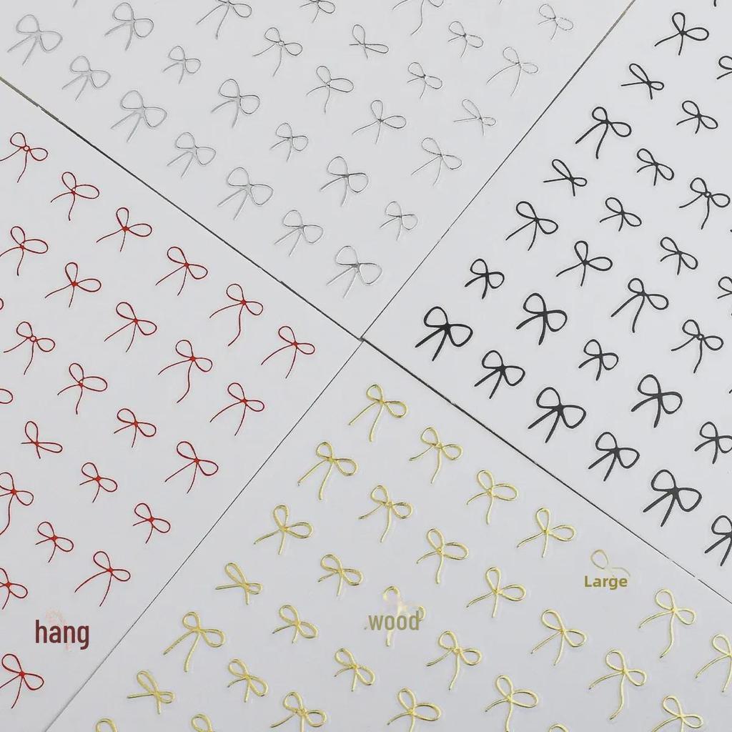 2025 Черно-белые наклейки-бантики для ногтей: Модные дизайны знаменитостей