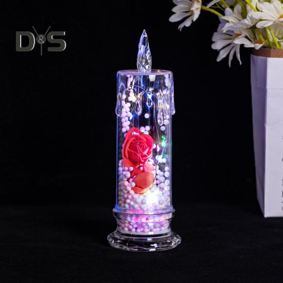 1 шт/2 шт вечные цветочные беспламенные свечи светодиодные мерцающие столбчатые свечи ночник ко Дню святого Валентина для свадебного домашнего декора