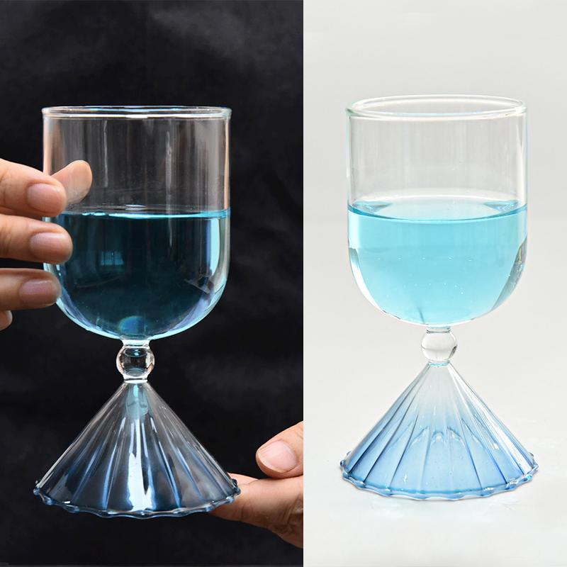 Transparent Irregular Shape Dessert Glass Goblet Gradual Colorful Ice Cream Cup