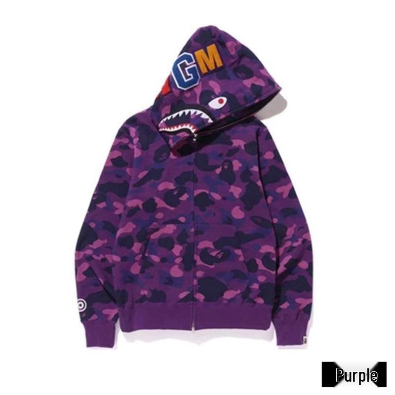 Модный Худи APE - Куртка-бомбер на молнии с камуфляжем "Акула", Версия для родителей и детей