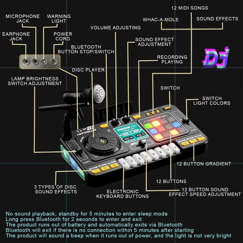 Детский DJ-микшер с микрофоном, электронное пианино, клавиатура, Bluetooth, DJ-вертушка, контроллер, музыкальный инструмент, подарок на день рождения ребенка