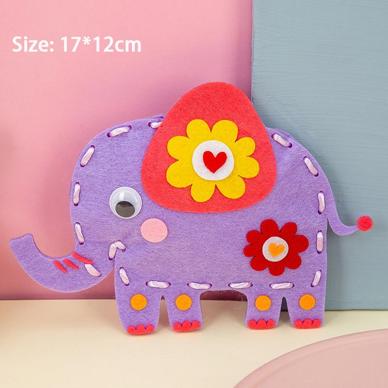 3D Cartoon Animal Sewing Kit for Beginner Kids Arts Crafts 8 Easy DIY Projects of Stuffed Animal Dolls Children Threaded Toys