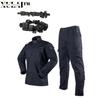 Navy Blue Workwear Ribstop Suit Blouse Pants Set Police Guard Security Uniform With Black Security Belt