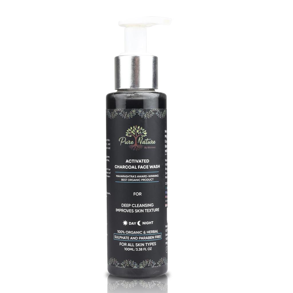 PURE NATURE BY SHIVANI 100% Органическое и травяное очищающее средство для лица с активированным углем