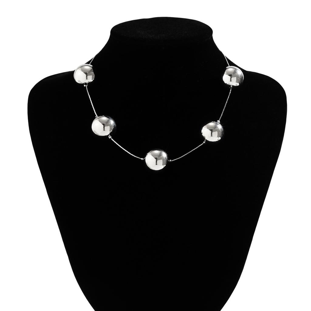 Women'S Exaggerated Round Bead Collarbone Chain, Geometric Bead Necklace, Fashionable And Versatile Necklace