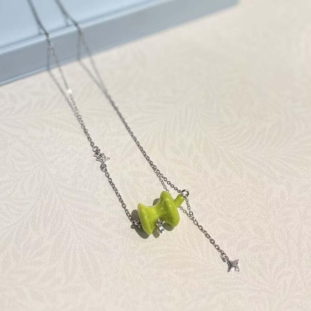Lime Green Green Pip Jewelry Set Layered Sweet Dainty Chain Fairycore Piece Stud Earrings Vacation