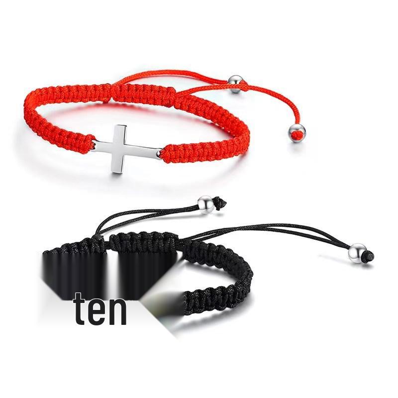 Минималистичный многоцветный плетеный вручную браслет-крест из нержавеющей стали для пары