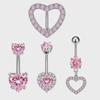 Heart-shaped Zircon Belly Button Ring - Fashionable Heart Buckle Piercing Jewelry
