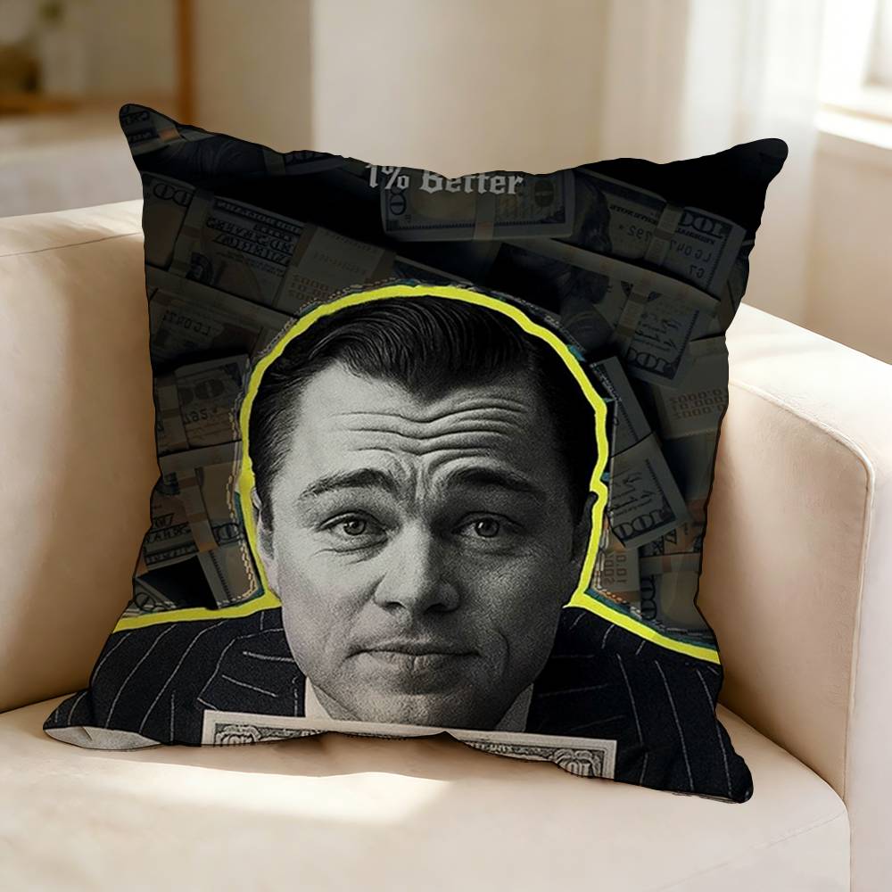 T-The Wolf of Wall Street MOVIE Square Double-Sided printed Pillow Case Bedroom Bedside Pillow Sofa Cushion Cover