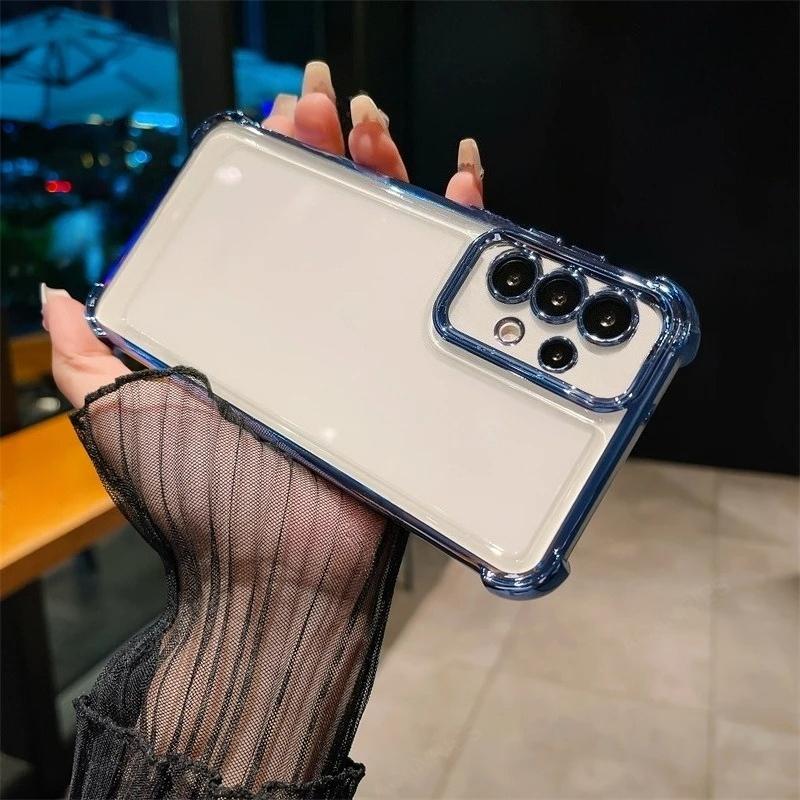 Противоударный силиконовый чехол с гальваническим покрытием «Четыре угла» для Samsung Galaxy A17 A56 A36 A73 5G A53 A52 A33 A23 A22 A13 A12