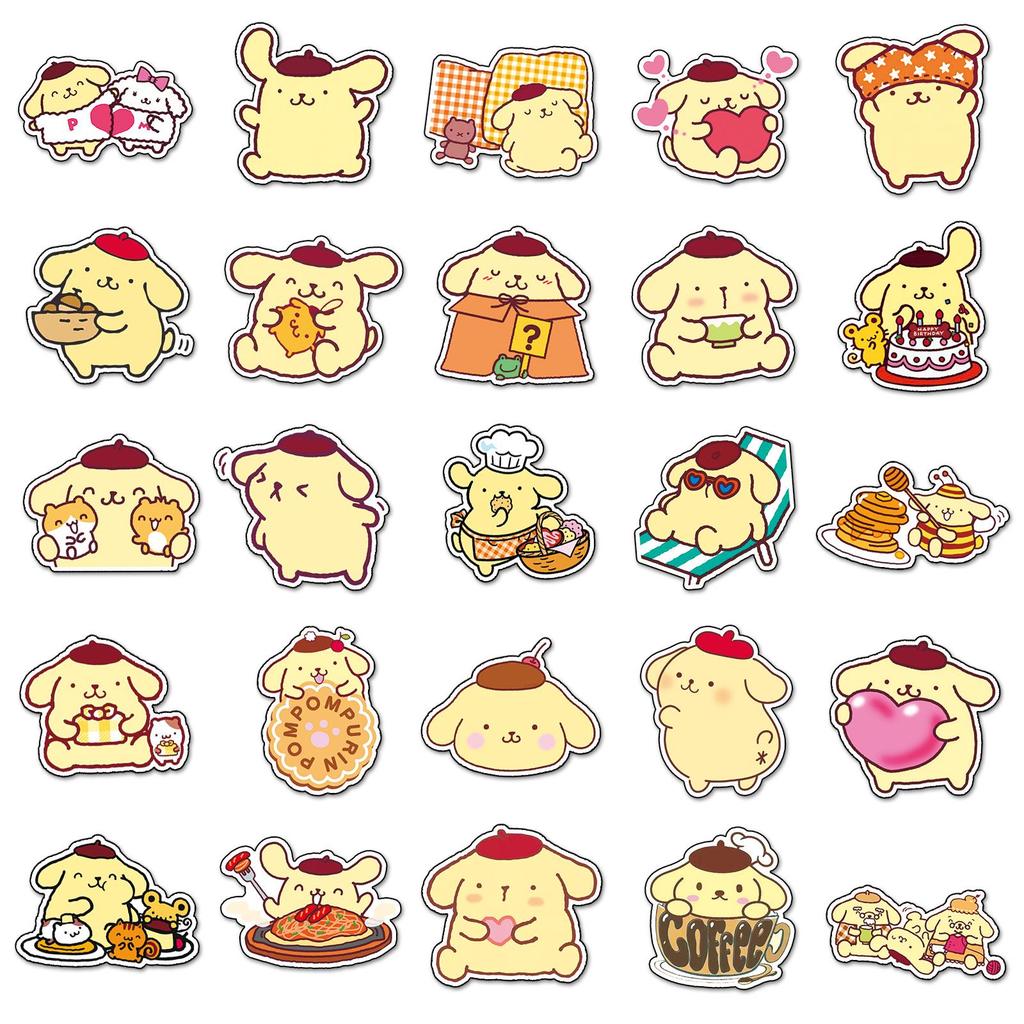 50 Наклеек с героем Pompompurin от Sanrio – Милые для DIY, Бутылок для воды и Багажа