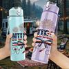 1PC Milestone USA Flag 750ml Color Plastic Sports Water Bottle Leakproof Flip Straw Lid Suitable for Sports Office Home Use