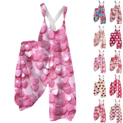 Женская мода ул.. Патрик Принт Повседневный Свободный Спинка Широкий Комбинезон