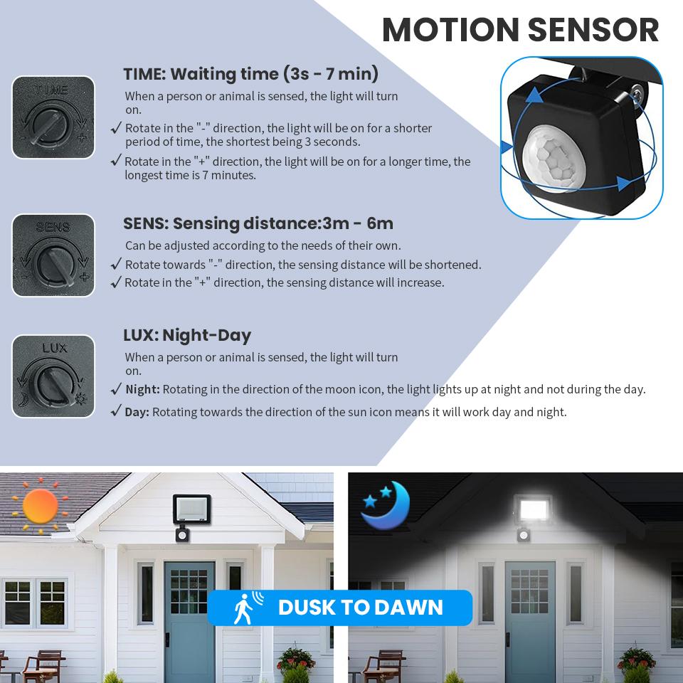 LED Floodlight Motion Sensor AC220V AC110V 10W-300W Waterproof Outdoor Projector Exterior Spotlight Outdoor lamp Wall Reflector
