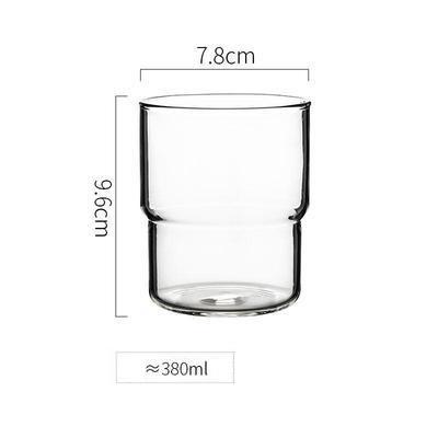 1 PC 300ml 380ml Stackable Clear Pink Grey Amber Blue Green Pink Colored Heat Resistant Milk Water Coffee Glass Mug Tumbler Cup
