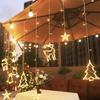LED Star Lamp Curtain Garland Fairy String Lights Christmas Decoration Outdoor For Holiday Wedding Party 2024 New Year Decor