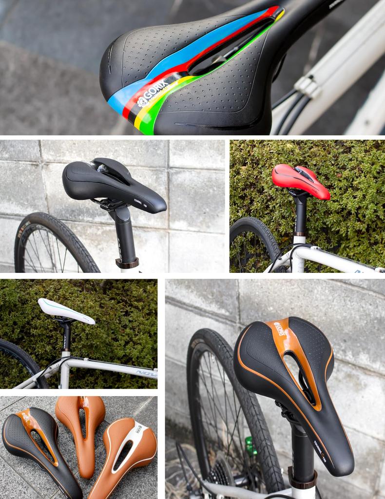 GORIX GX-C19 Bicycle Saddle, Full Black, Memory Foam [Thick Cushion, Soft Type] for Road Bikes, Mountain Bikes, and Other Bikes