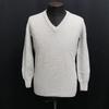 Italian 100% Wool V-Neck Sweater Men S Light Gray cBH560