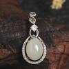 Сертифицированная натуральная подвеска-ожерелье из белого нефрита Хэтянь с инкрустацией из стерлингового серебра 925 пробы для женщин