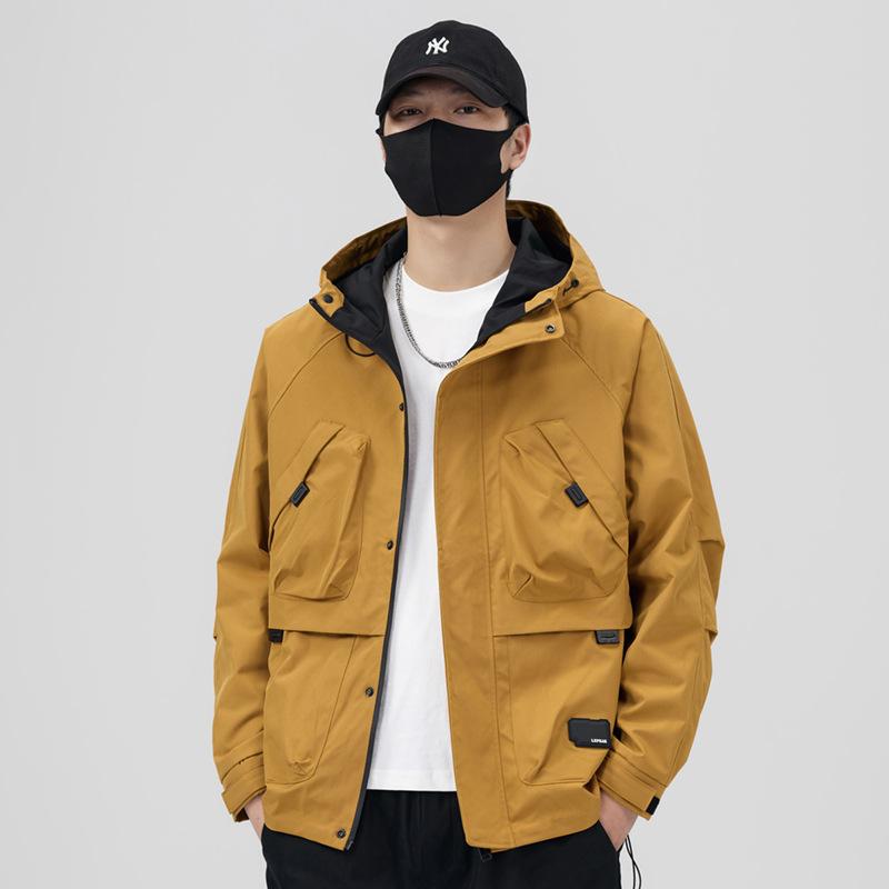 Новая весенне-осенняя базовая модная повседневная универсальная толстовка с капюшоном, трендовая куртка в стиле милитари, куртка с длинными рукавами для мужчин