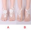 1 Pair Women Lady Bridal Beach Foot Jewelry Chain Wedding Anklets Lace Decor Barefoot Chain Sandals Shoes Accessories Ll @17