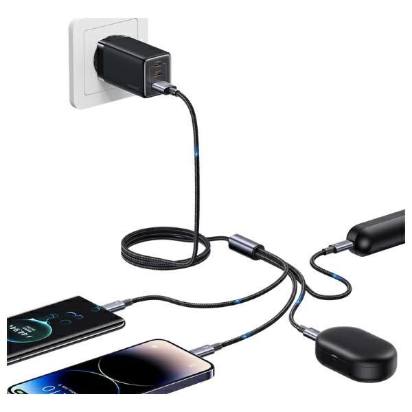 Usams Kabel 4W1 2Xusb-C/Lightning/Microusb 15W 1,2M Aluminum Alloy Data Cable Sufeng Series Sj739Usb101 (Us-Sj739)