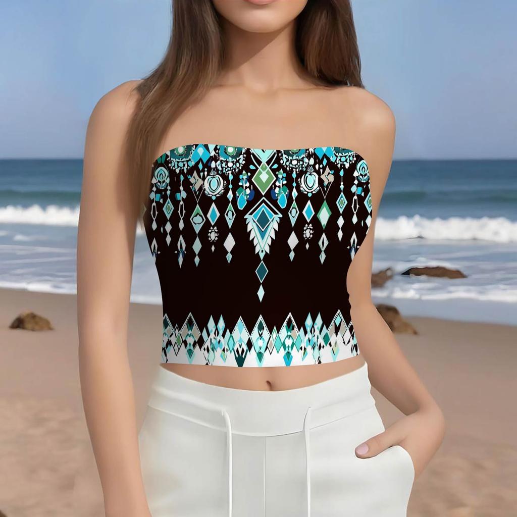 Crop Tops For Women Sexy Cami Tank Summer Tube Sleeveless Printed Camisole Shirt Vest