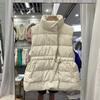 Осенью и зимой новый однотонный жилет модный темпераментный жилет с воротником-стойкой белый жилет из утиного пуха для женщин