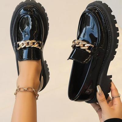 Туфли Мэри Джейн большого размера весна и осень новые с мелким вырезом круглый носок толстая подошва модные одинарные туфли женские