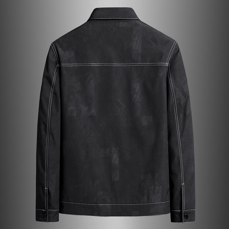 Autumn and Winter New All-print Lapel Jacket Men's Versatile Trendy Brand Jacket Hong Kong Style Top High-end Workwear Cardigan