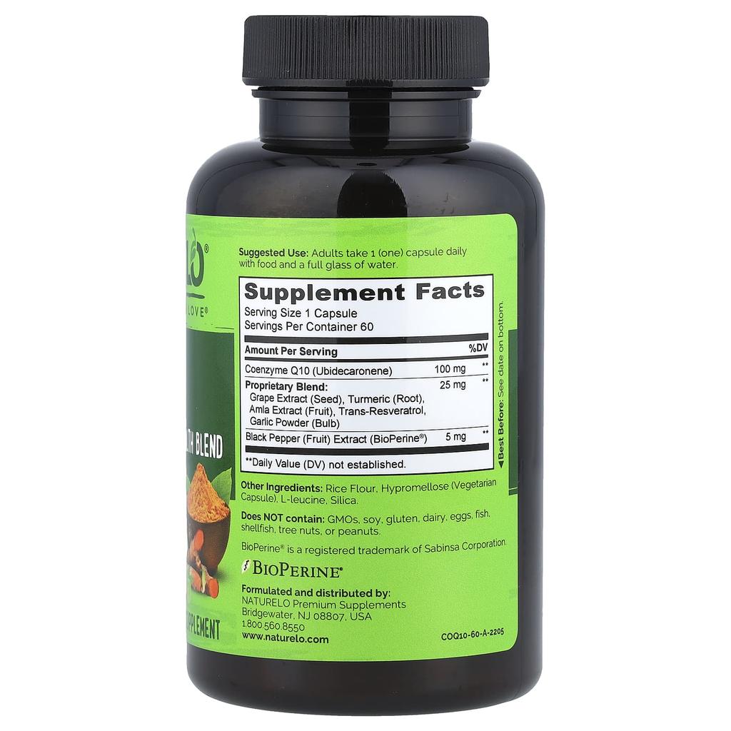 NATURELO CoQ10, 60 Veggie Capsules
