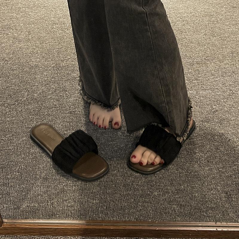 Премиальные однословные тапочки для женских летних сандалий Новогодние сандалии на плоской подошве для пляжа