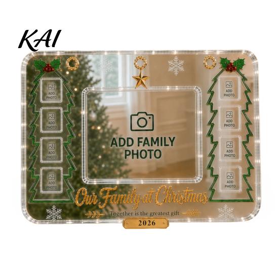First Christmas Keepsakes Acrylic Picture Frame, Clear Family Ornaments Photo Anniversary Birthday Gifts for Mom Dad Grandparents Frames