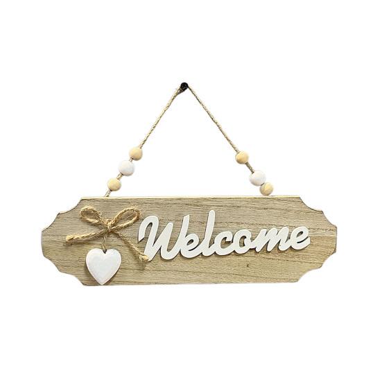 Декоративная табличка для дома с декором в виде банта, принтом букв, подвесная табличка, универсальная приветственная табличка для двери, украшение для дома