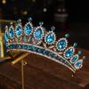 Luxury Blue Rhinestone Crystal Wedding Crown Bride Tiaras And Crowns Queen Diadem Pageant Crown Bridal Hair Jewelry Accessories
